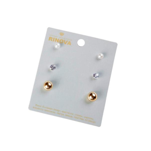 RINOVA серьги золото, стразы, жемчуг 161849